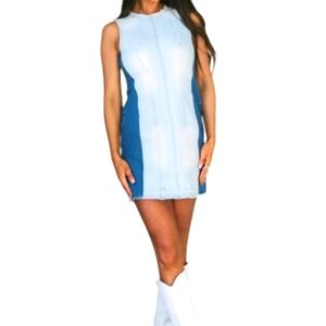 Zara Denim ColorBlock Sleeveless Dress Size Medium NWT